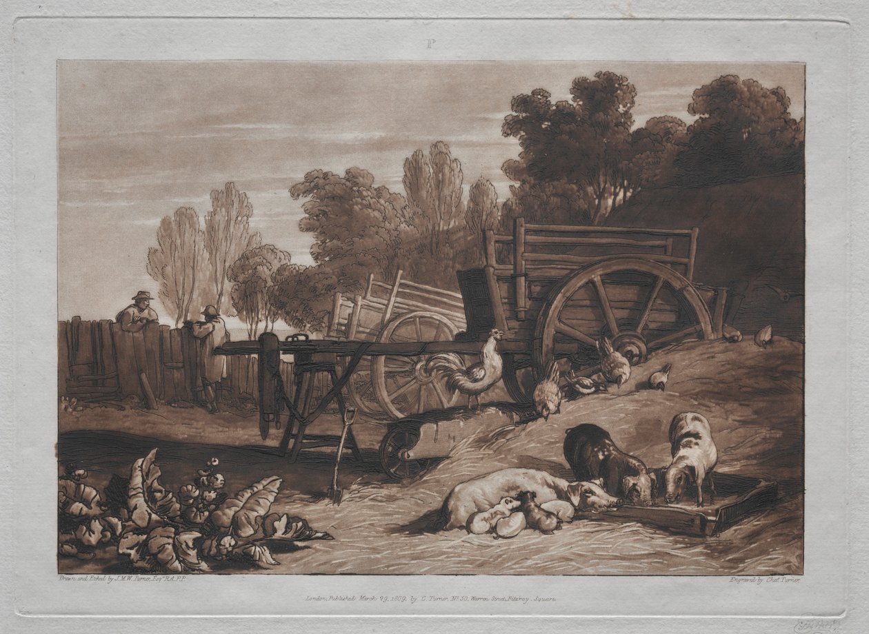 Liber Studiorum: El corral con el gallo de Joseph Mallord William Turner