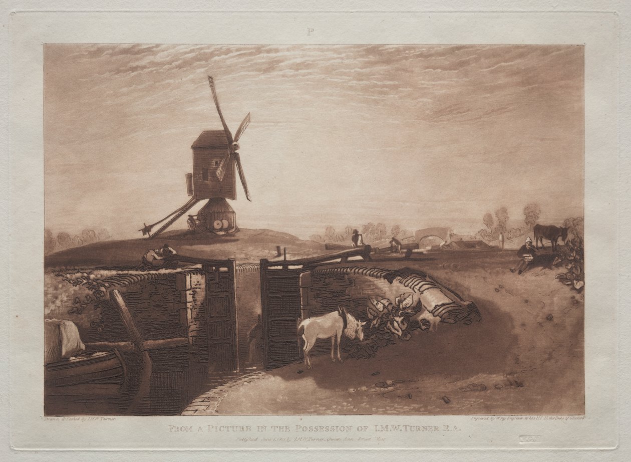 Liber Studiorum: Molino de viento y esclusa de Joseph Mallord William Turner