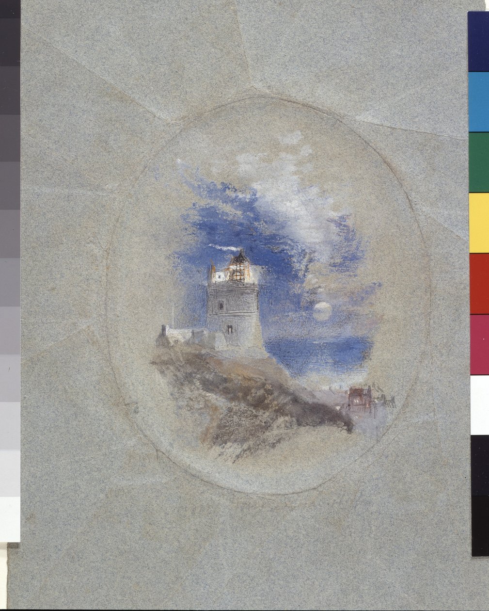 Lowestoffe Lighthouse (gouache sobre papel azul) de Joseph Mallord William Turner