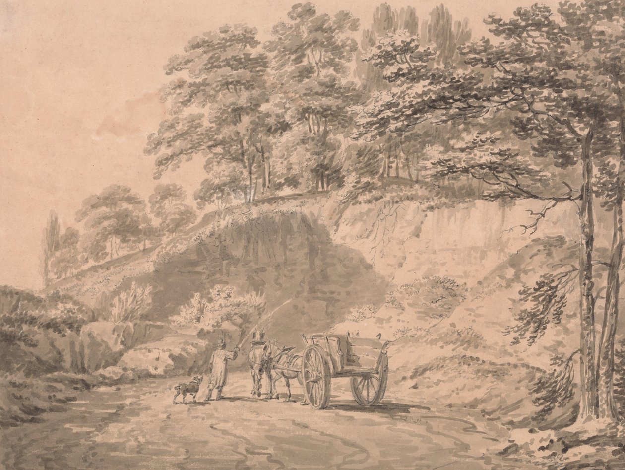Un hombre con un carro tirado por un caballo entrando en una cantera de Joseph Mallord William Turner