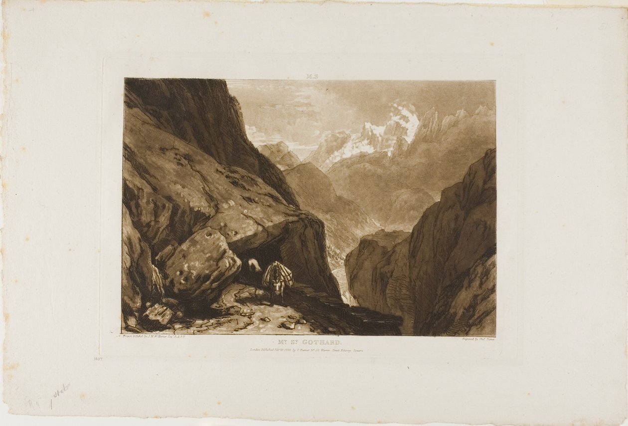 Monte San Gotardo, lámina 9 de Liber Studiorum de Joseph Mallord William Turner