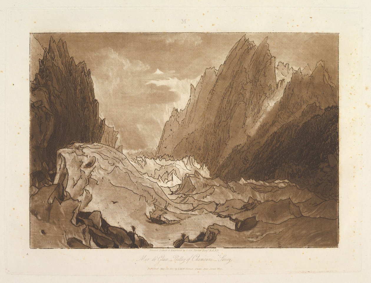 Mer de Glace, Valle de Chamouni-Savoy, Liber Studiorum, parte X, placa 50 de Joseph Mallord William Turner
