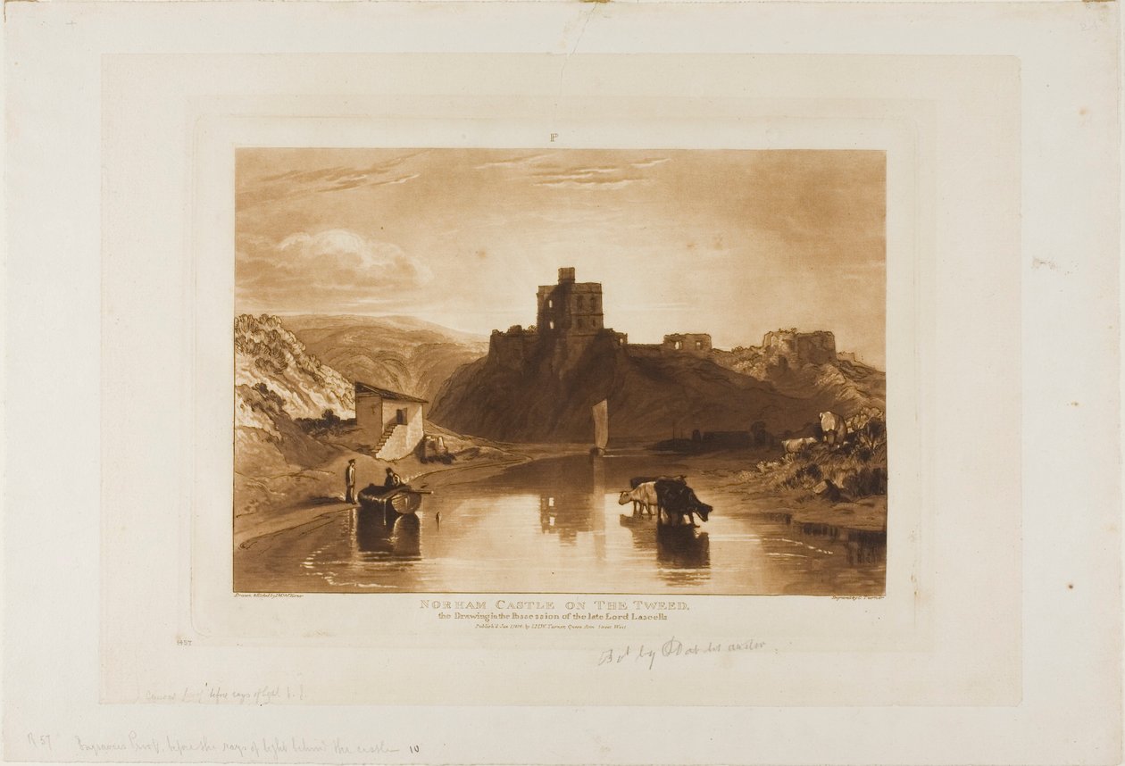 Castillo de Norham, lámina 57 de Liber Studiorum de Joseph Mallord William Turner