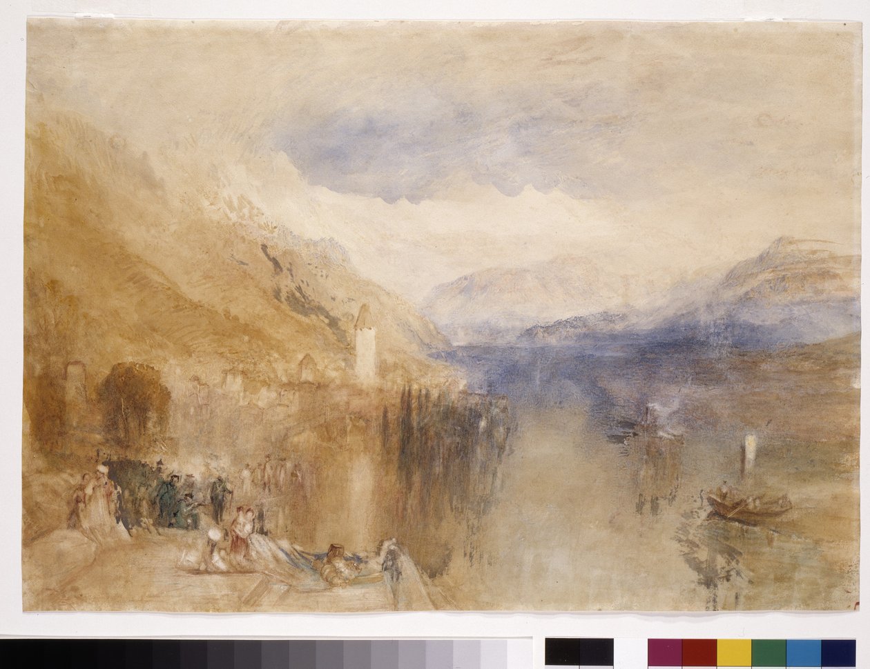Oberhofen, lago de Thun (acuarela sobre papel blanco) de Joseph Mallord William Turner