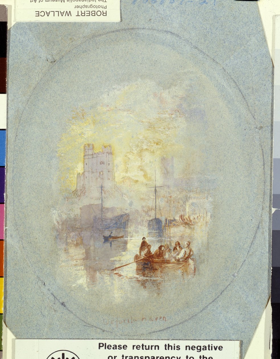 Orford Haven (gouache reforzado con pluma y tinta sobre papel azul) de Joseph Mallord William Turner
