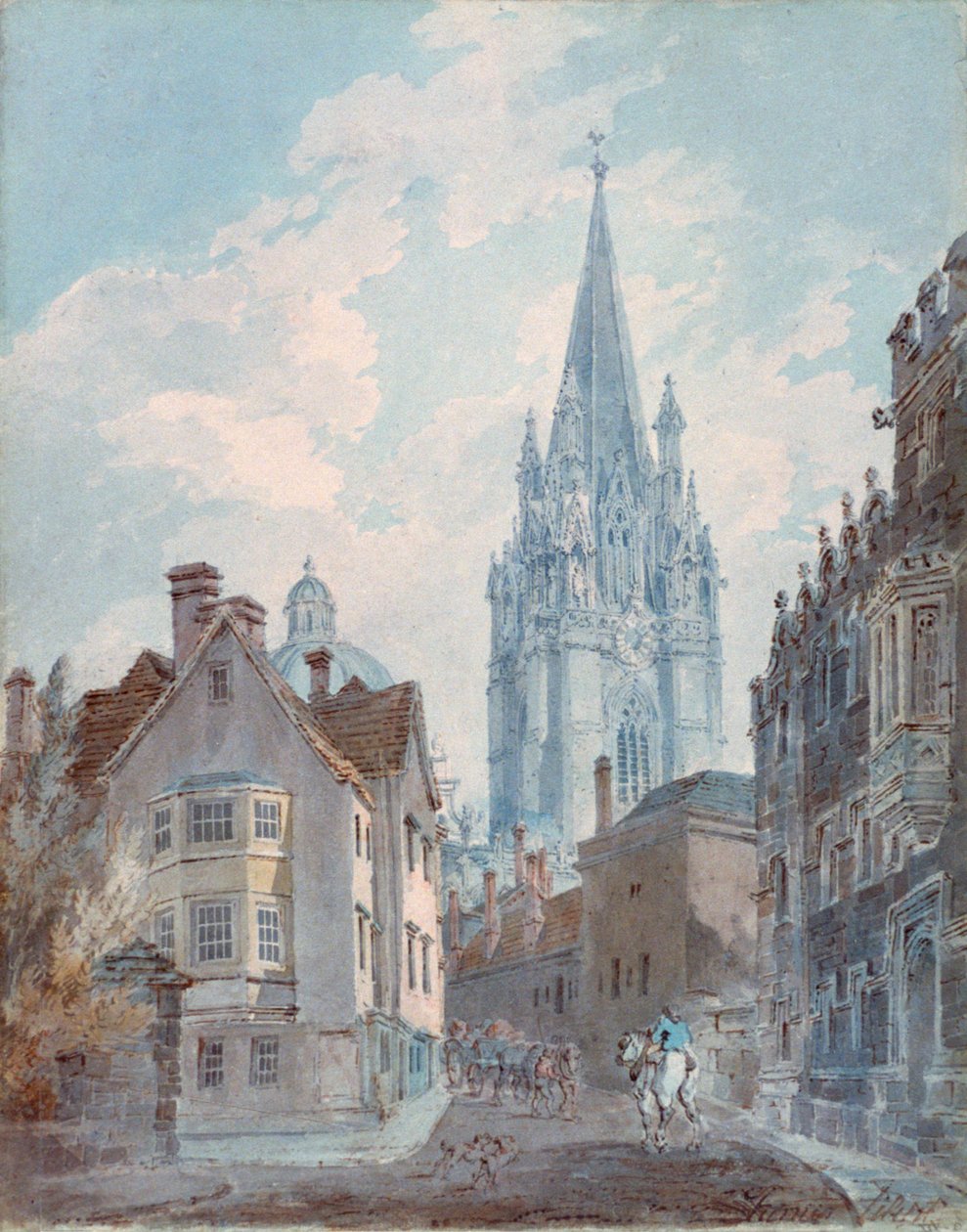 Oxford: St Marys desde Oriel Lane, 1792-1793 de Joseph Mallord William Turner