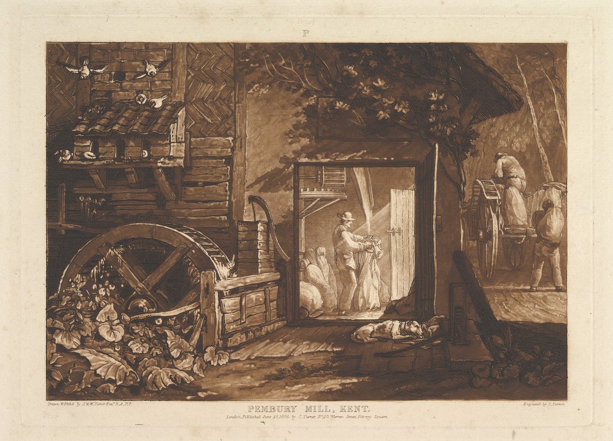 Molino de Pembury, Kent Liber Studiorum, parte III, placa 12 de Joseph Mallord William Turner