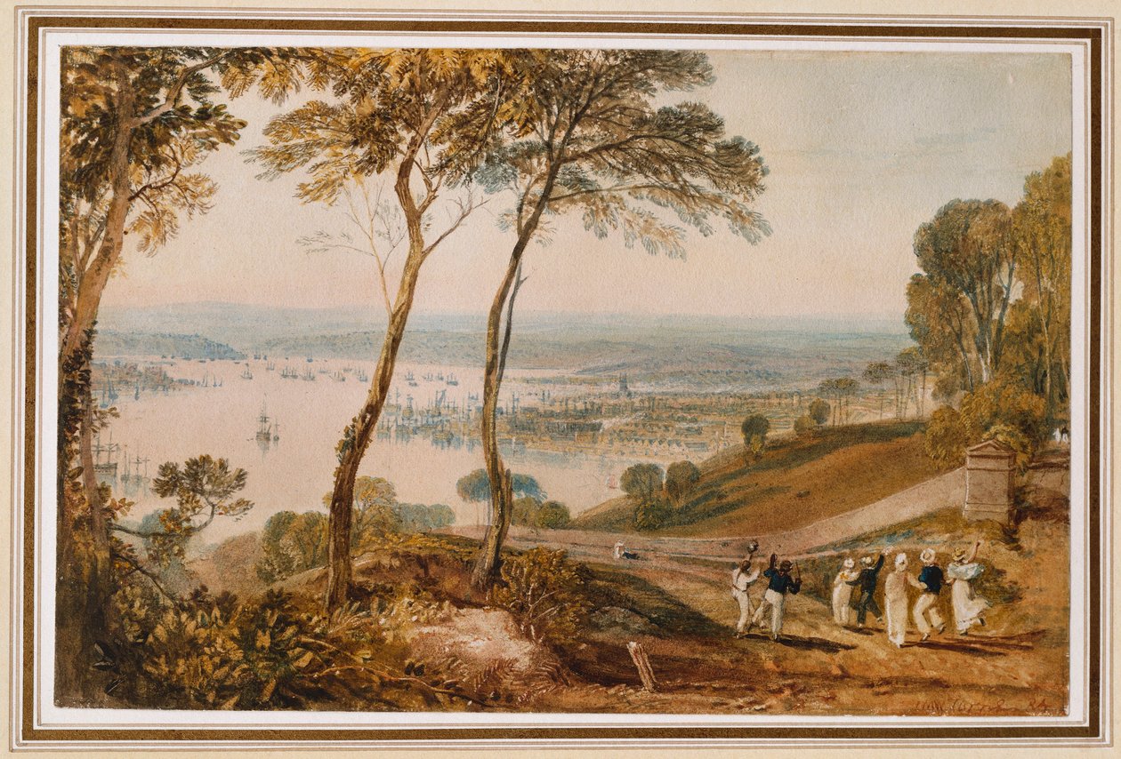 Muelle de Plymouth, desde cerca de Mount Edgecumbe de Joseph Mallord William Turner