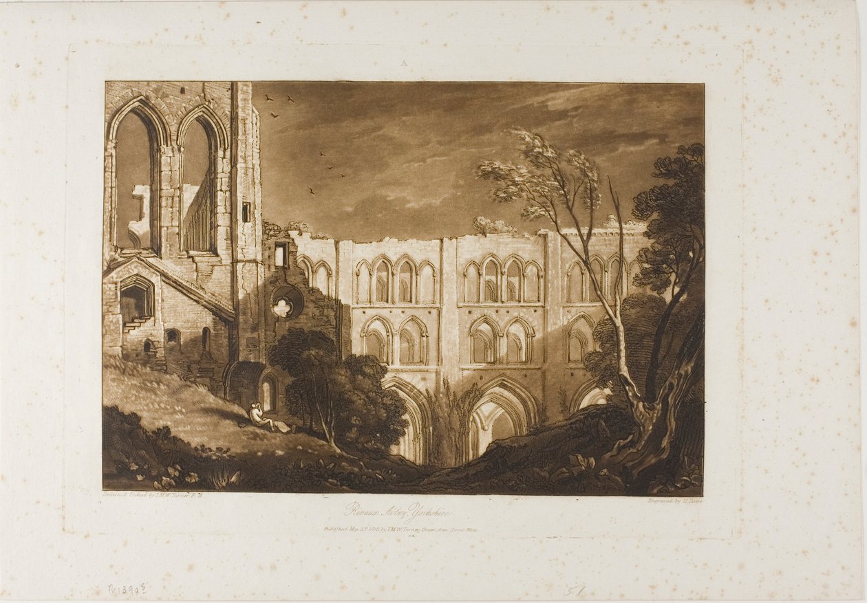 Abadía de Rivaux, lámina 51 de Liber Studiorum de Joseph Mallord William Turner