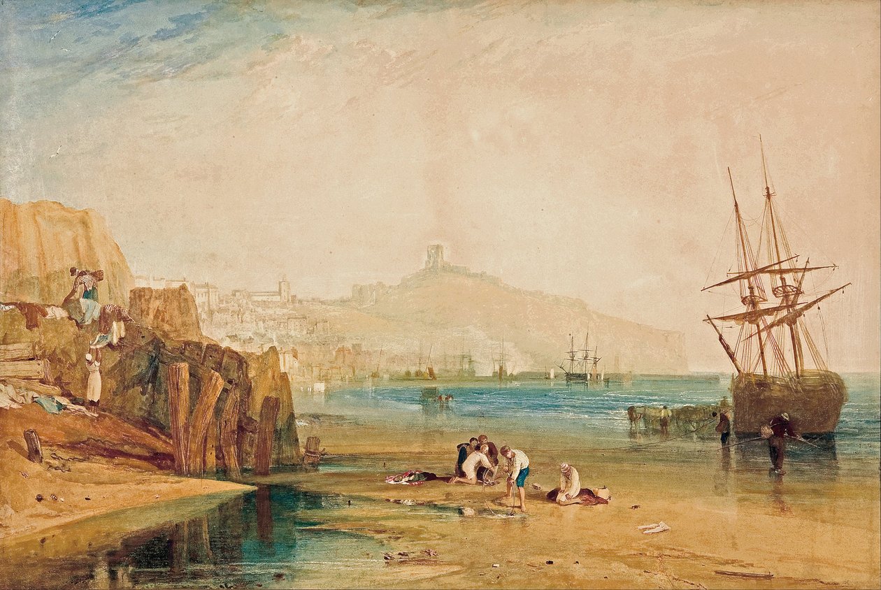 Scarborough, mañana, niños atrapando cangrejos, c. 1810 de Joseph Mallord William Turner