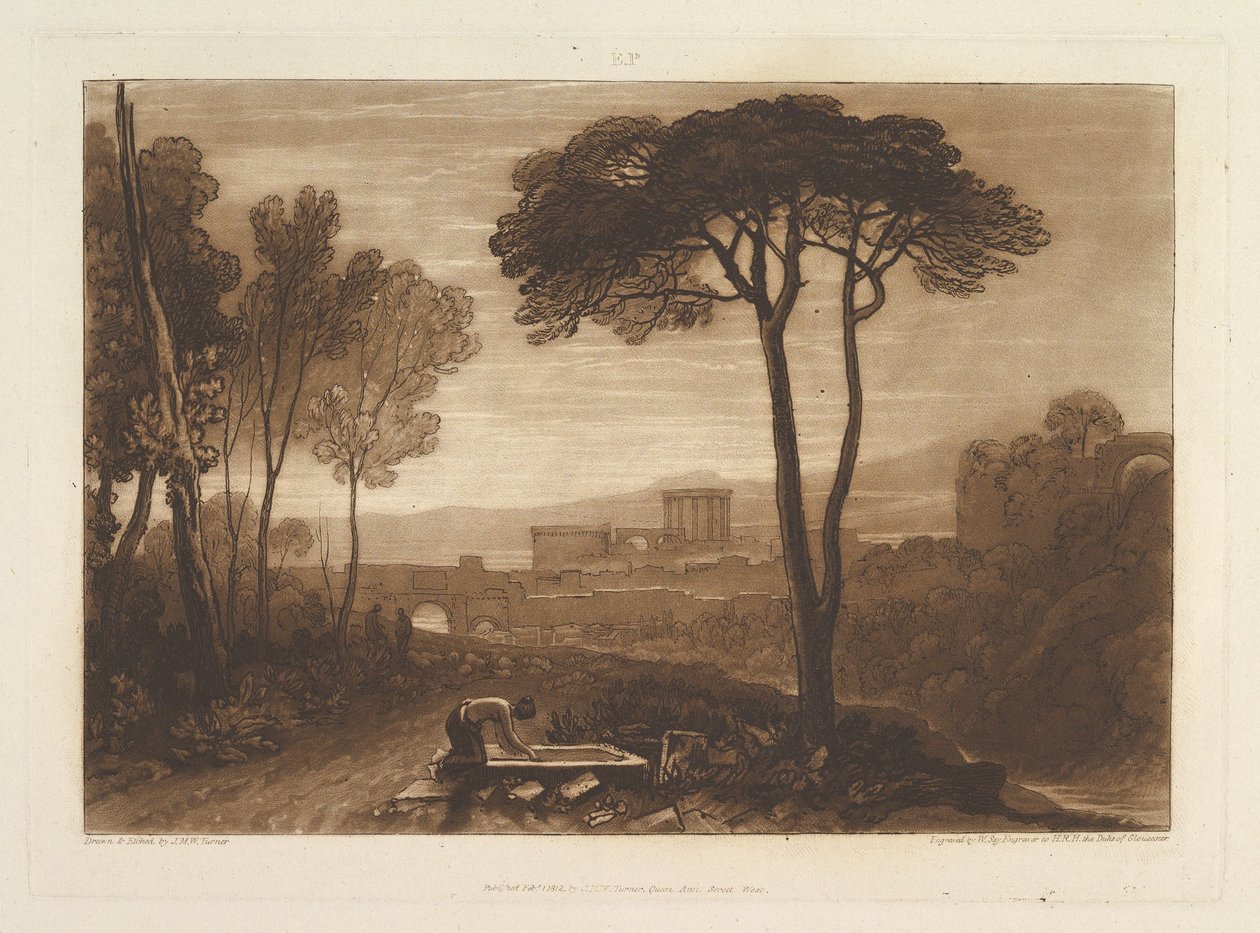 Escena en la Campagna Liber Studiorum, parte VIII, placa 38, 1 de febrero de 1812 de Joseph Mallord William Turner
