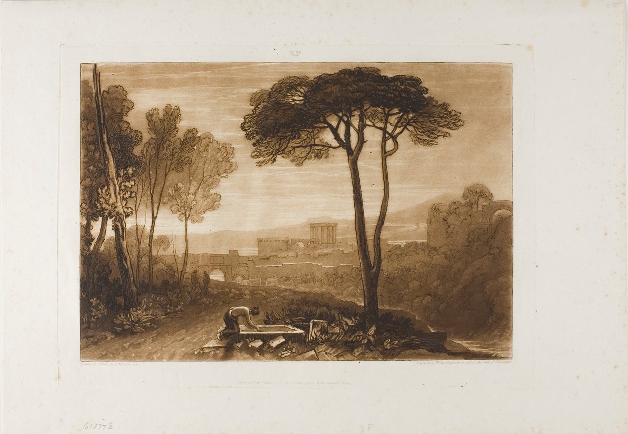 Escena en la Compagna, lámina 38 de Liber Studiorum de Joseph Mallord William Turner