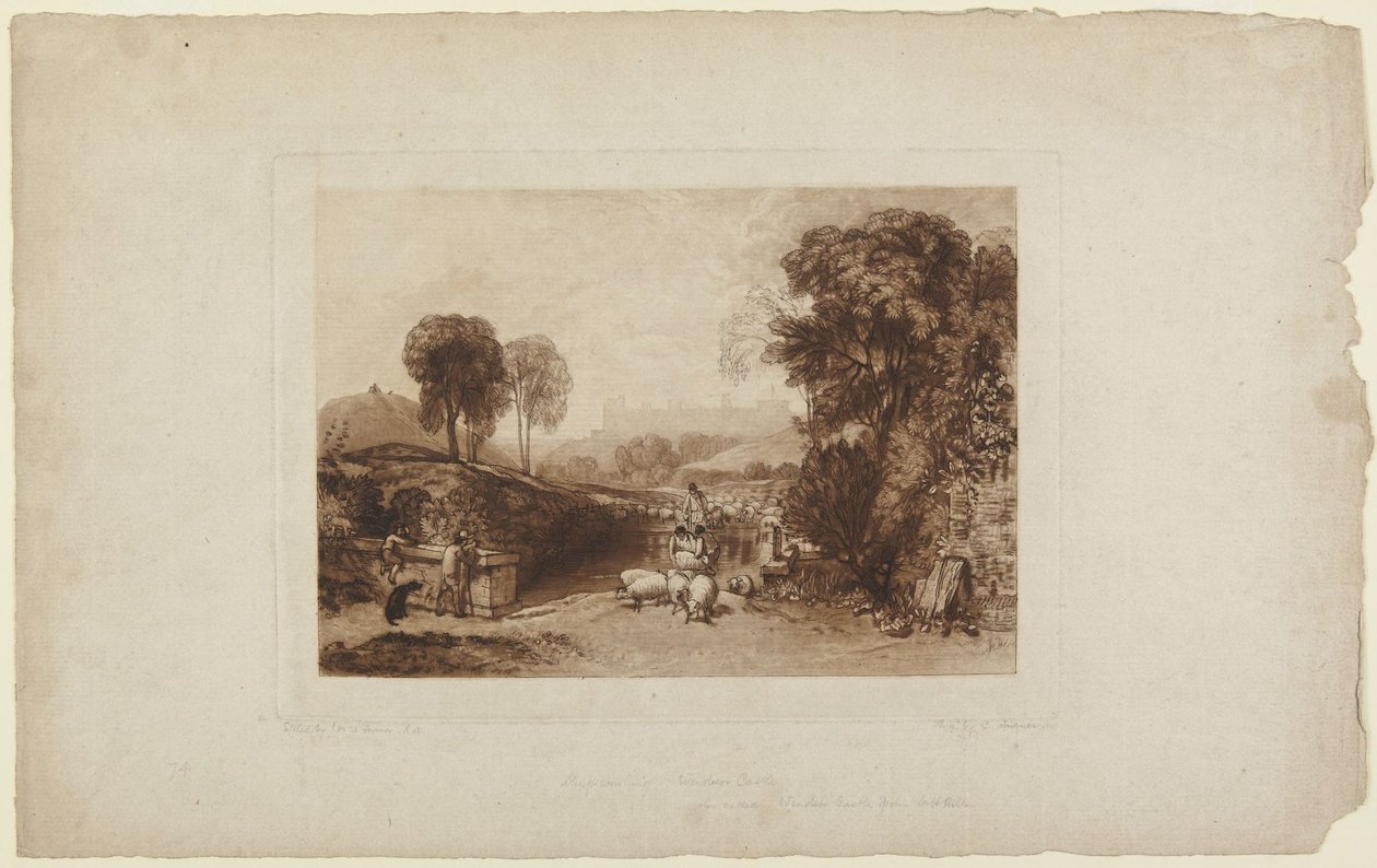 Lavado de ovejas, Castillo de Windsor (del *Liber Studiorum*) de Joseph Mallord William Turner