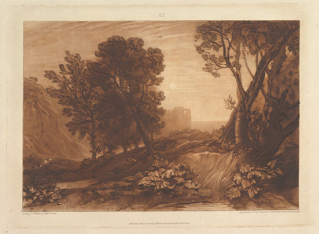 Soledad, o La Magdalena Leyendo Liber Studiorum, parte XI, placa 53, 12 de mayo de 1814 de Joseph Mallord William Turner