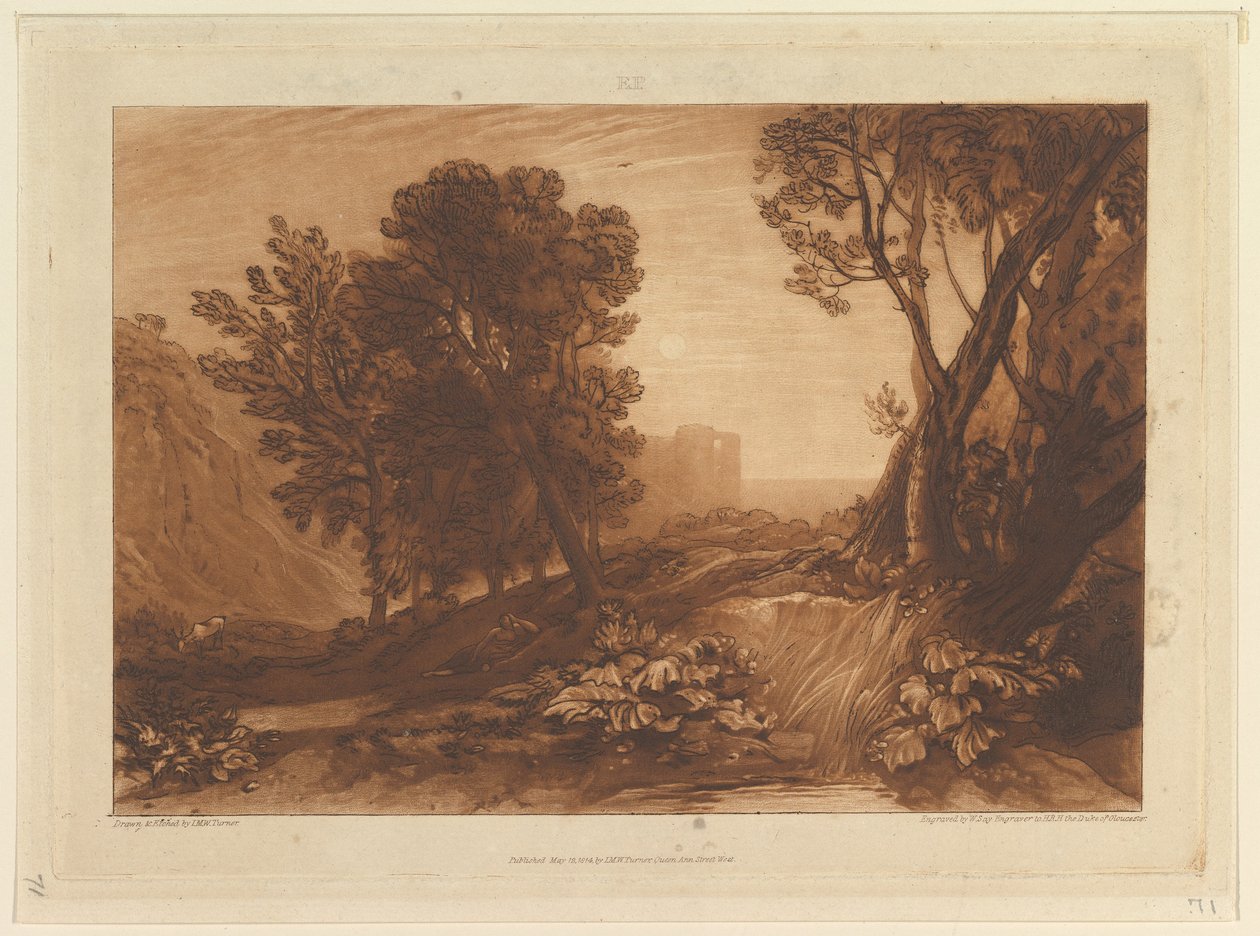 Soledad, o La Magdalena leyendo, Liber Studiorum, parte XI, plato 53, 12 de mayo de 1814 de Joseph Mallord William Turner
