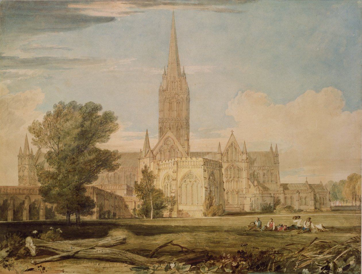 Vista sur de la Catedral de Salisbury, 1797-98 de Joseph Mallord William Turner
