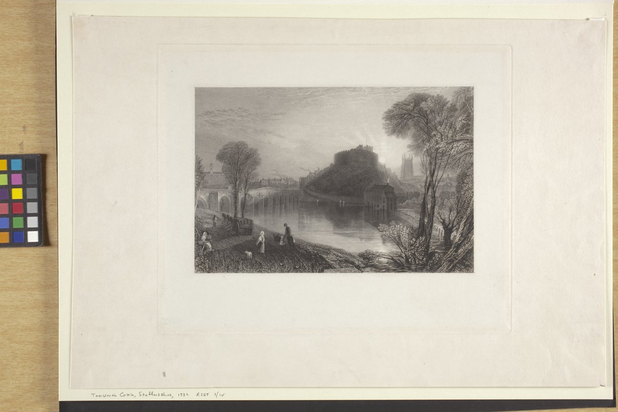 Tamworth Castle, Staffordshire (aguafuerte y grabado sobre papel india, chine collé) de Joseph Mallord William Turner