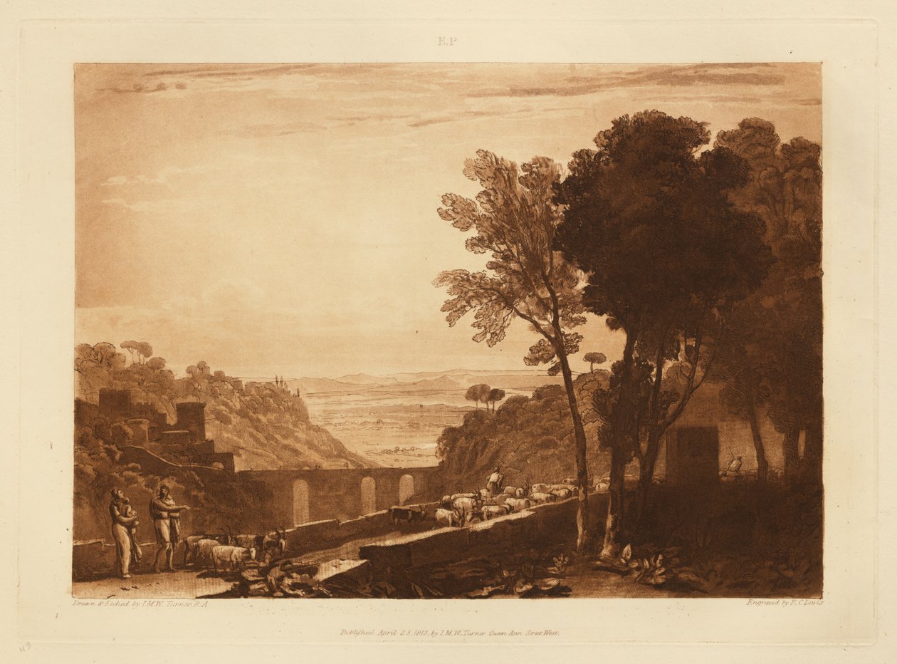 El puente y las cabras de Joseph Mallord William Turner