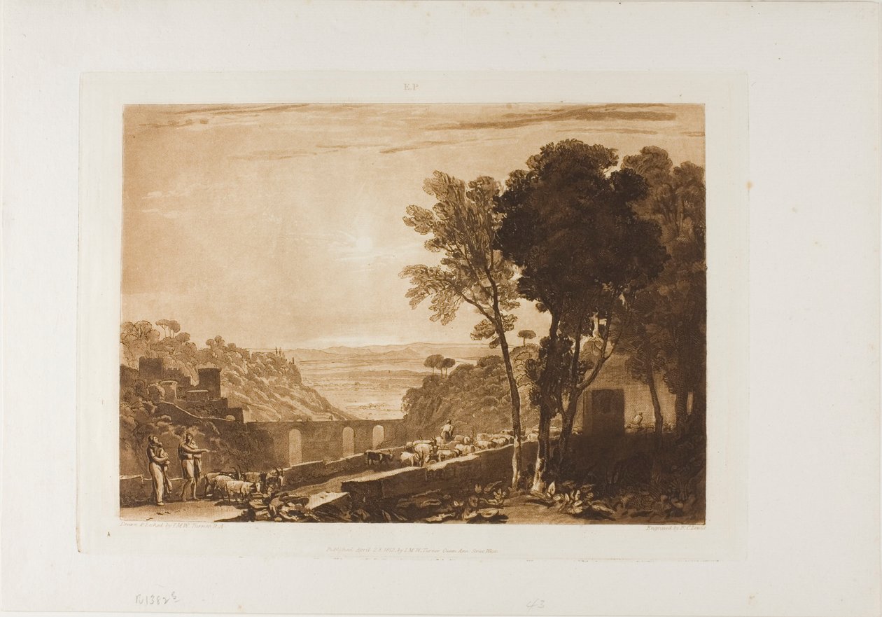 El puente y las cabras, lámina 43 de LIber Studiorum de Joseph Mallord William Turner
