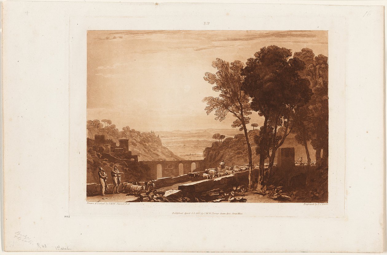 El Puente y las Cabras, lámina 43 de Liber Studiorum de Joseph Mallord William Turner