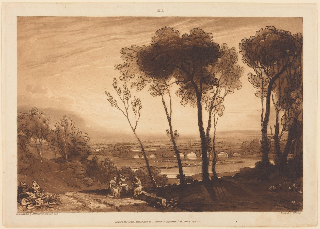 El puente en la distancia media de Joseph Mallord William Turner