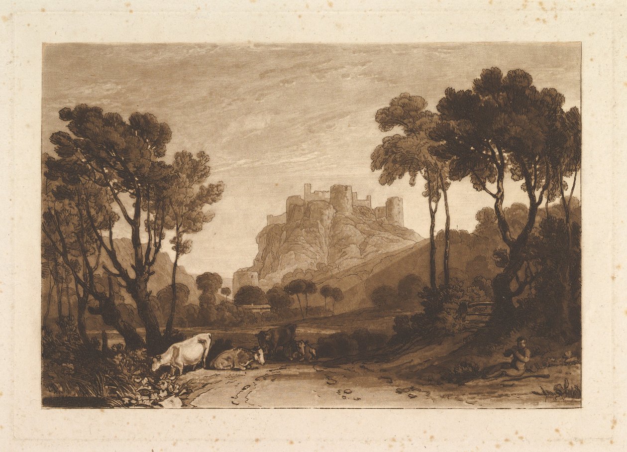 El castillo sobre los prados Liber Studiorum, parte II, placa 8, 1808 de Joseph Mallord William Turner