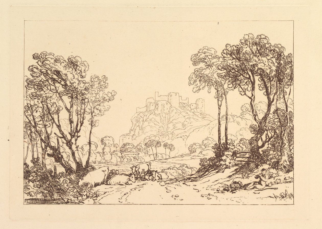 El castillo sobre los prados Liber Studiorum, parte II, placa 8, 1808 de Joseph Mallord William Turner