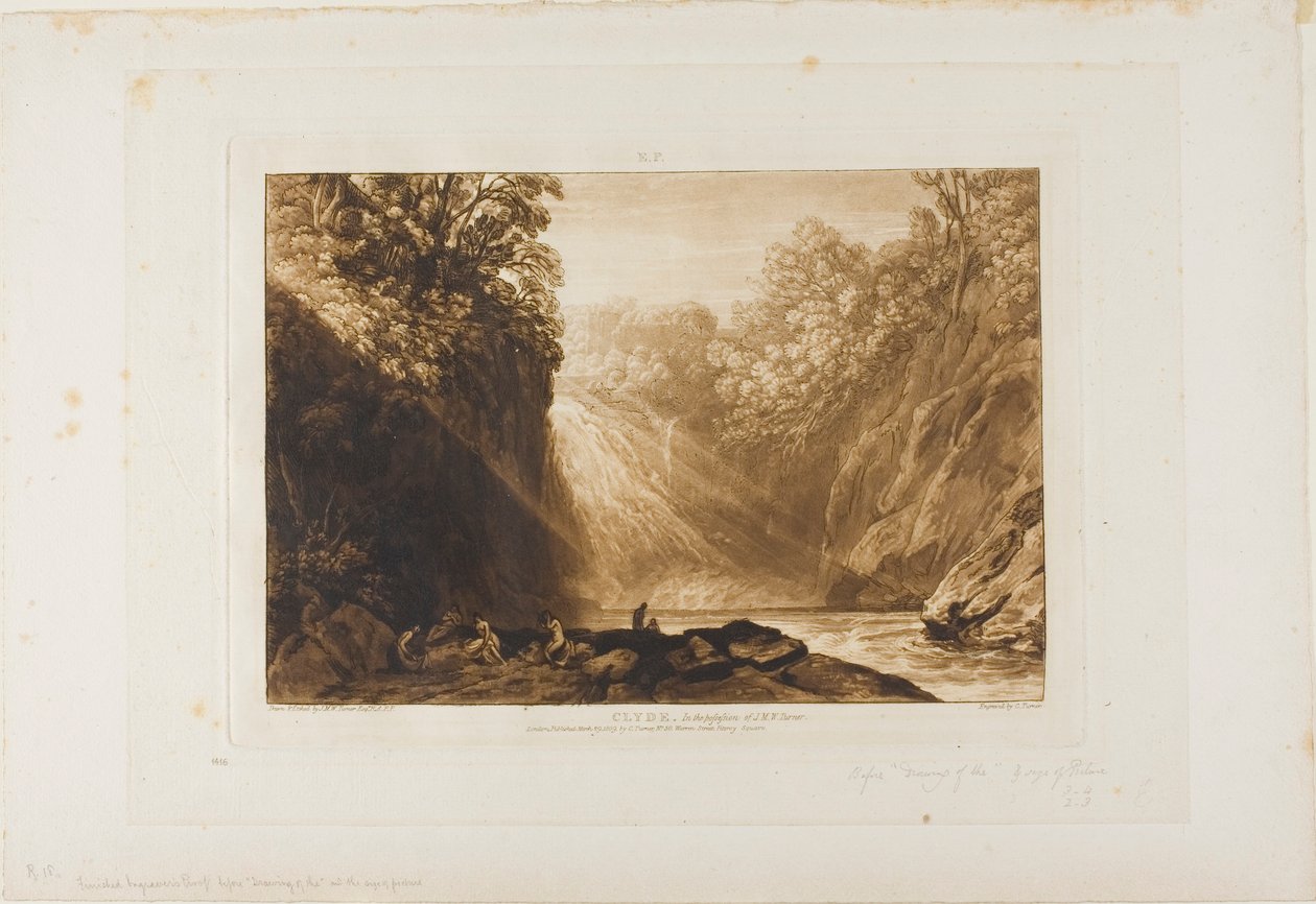 La caída del Clyde, placa 18 de Liber Studiorum de Joseph Mallord William Turner