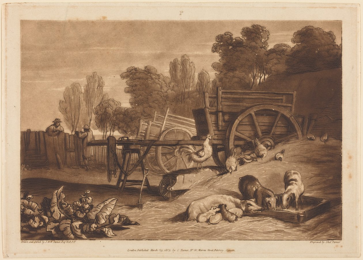 El corral de la granja con el gallo de Joseph Mallord William Turner