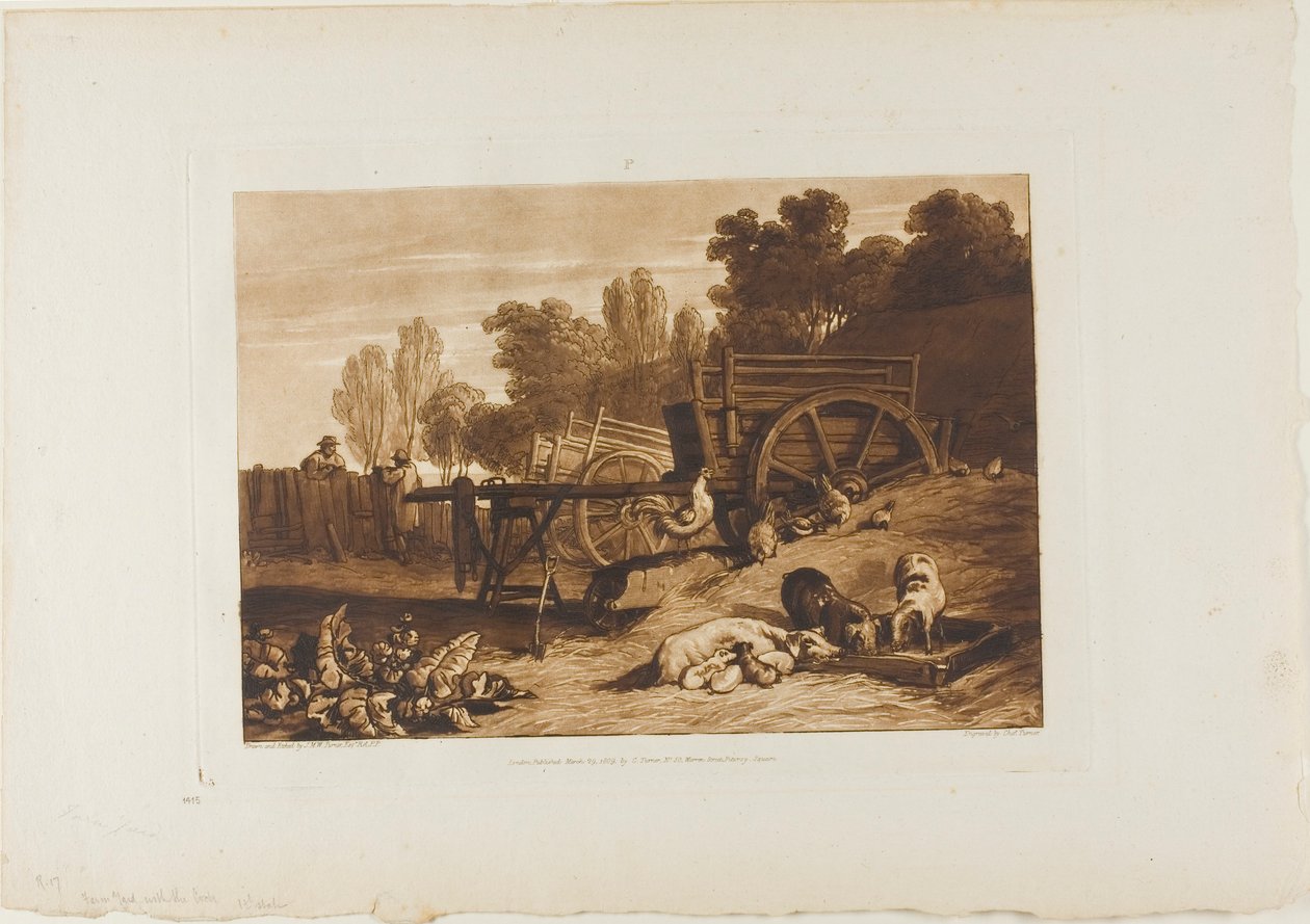 El Patio de la Granja con el Gallo, lámina 17 de Liber Studiorum de Joseph Mallord William Turner