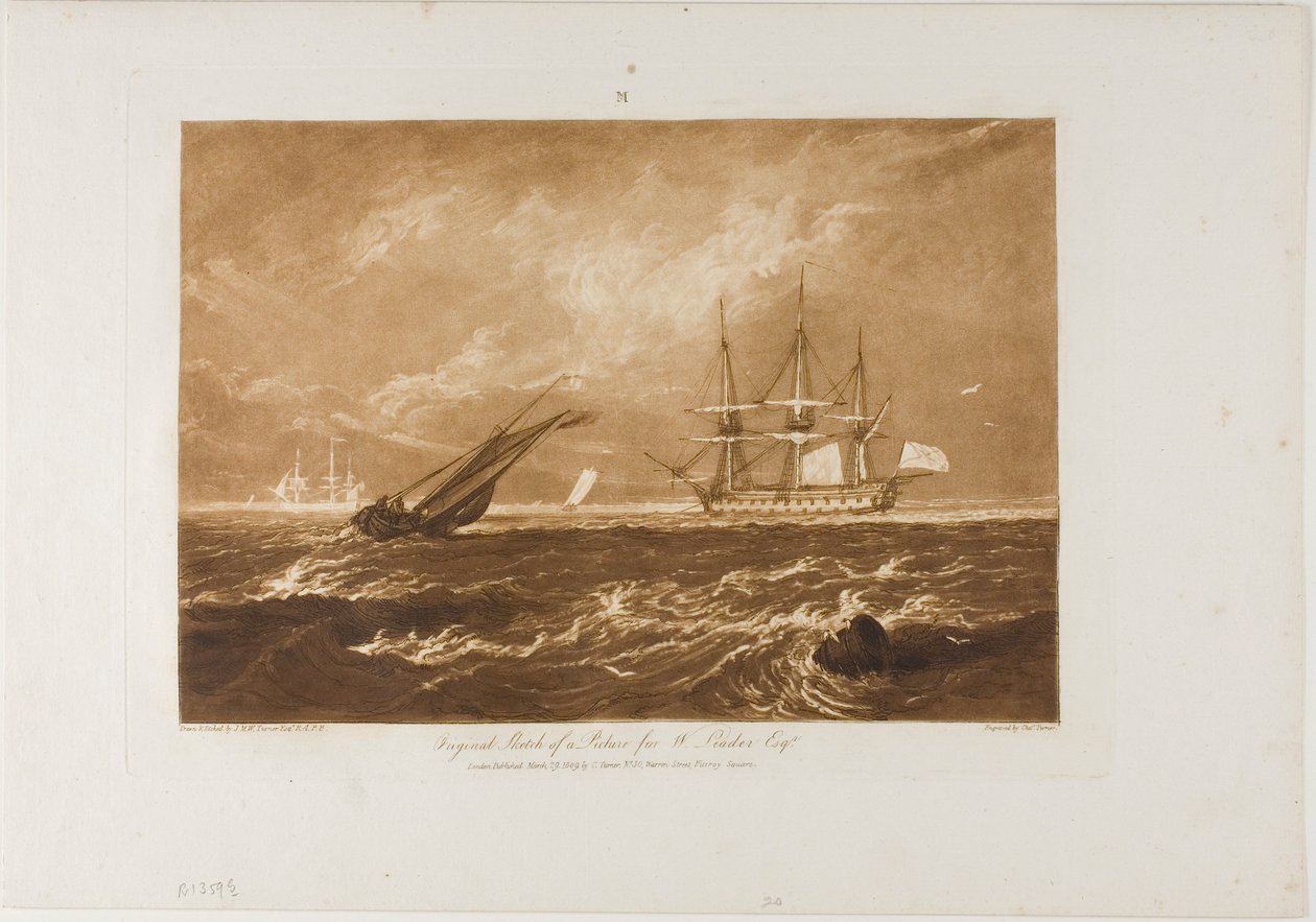 El Líder, pieza de mar, placa 20 de Liber Studiorum de Joseph Mallord William Turner