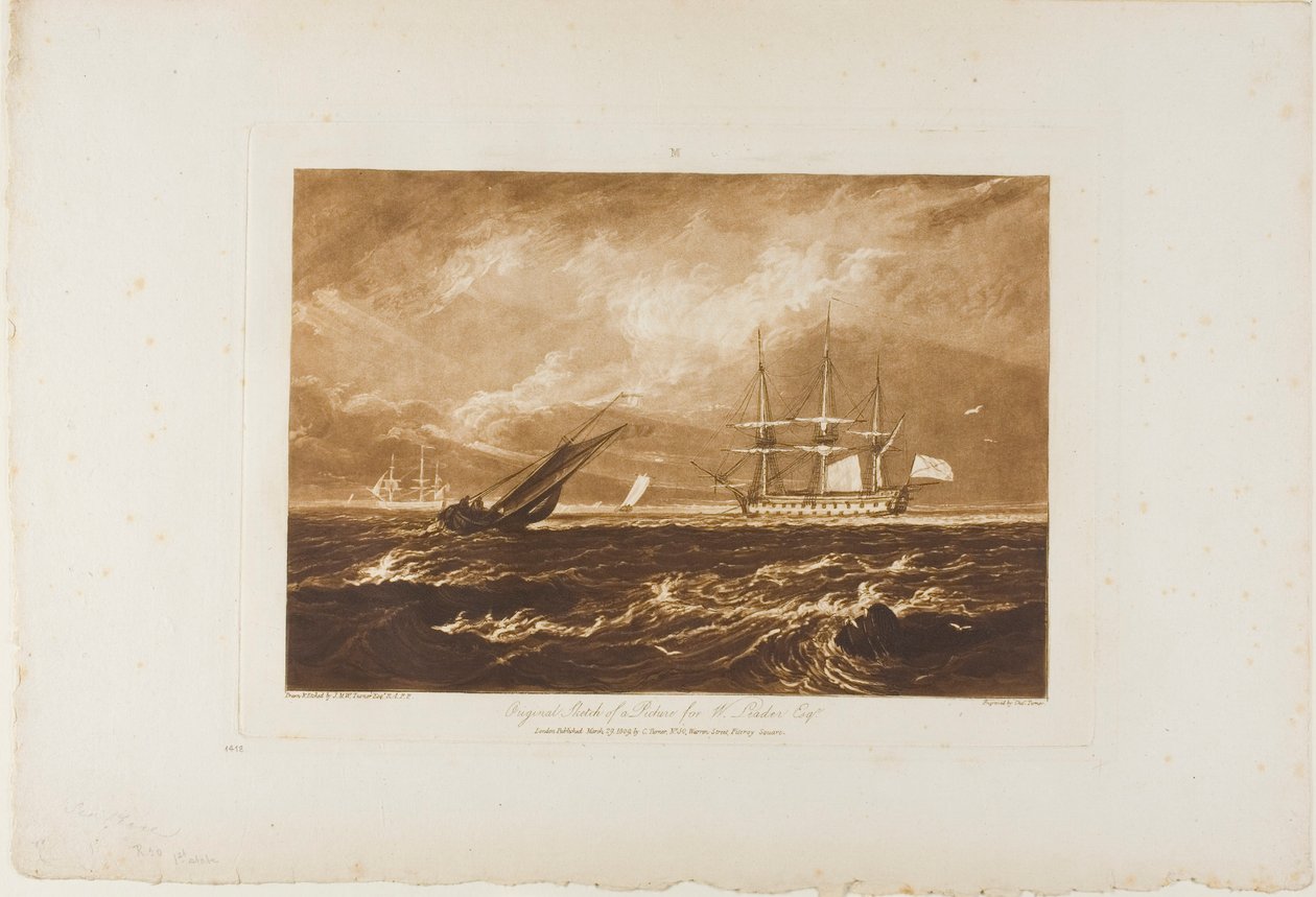La pieza del líder del mar, lámina 20 de Liber Studiorum de Joseph Mallord William Turner
