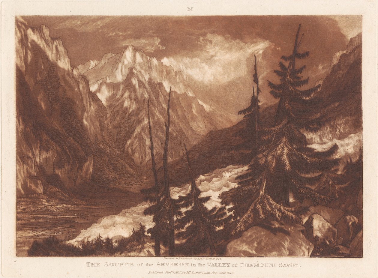 El nacimiento del Arveron en el valle de Chamouni, Saboya de Joseph Mallord William Turner