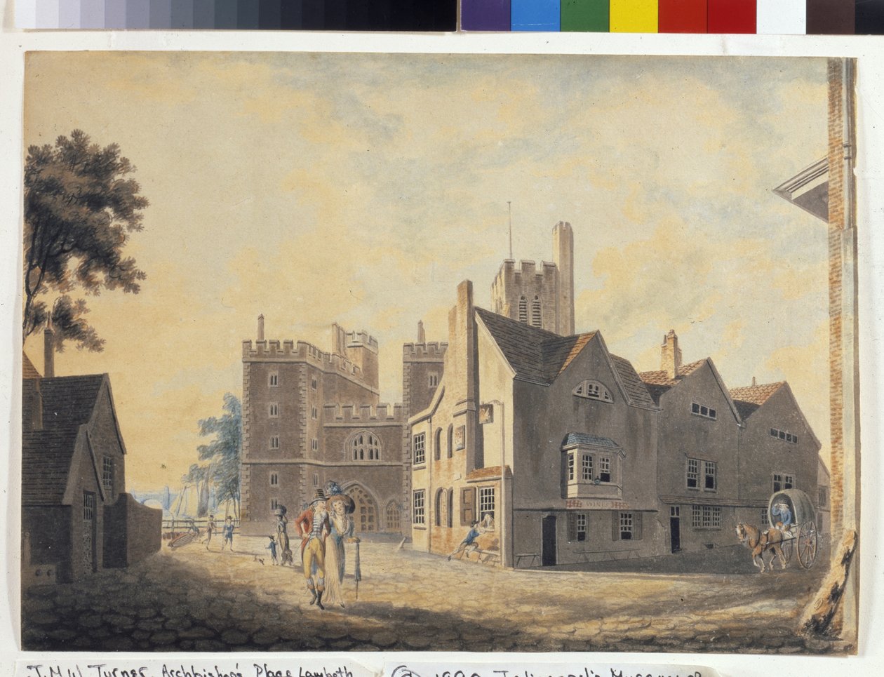 Vista del Palacio Arzobispal, Lambeth (acuarela sobre papel blanco) de Joseph Mallord William Turner