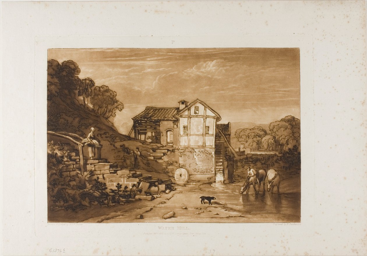 Molino de agua, placa 37 de Liber Studiorum de Joseph Mallord William Turner