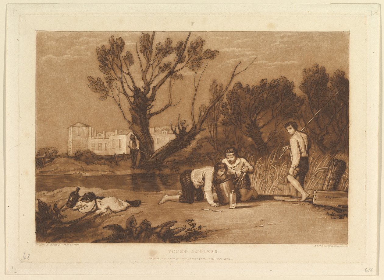 Jóvenes Pescadores Liber Studiorum, parte VII, placa 32 de Joseph Mallord William Turner