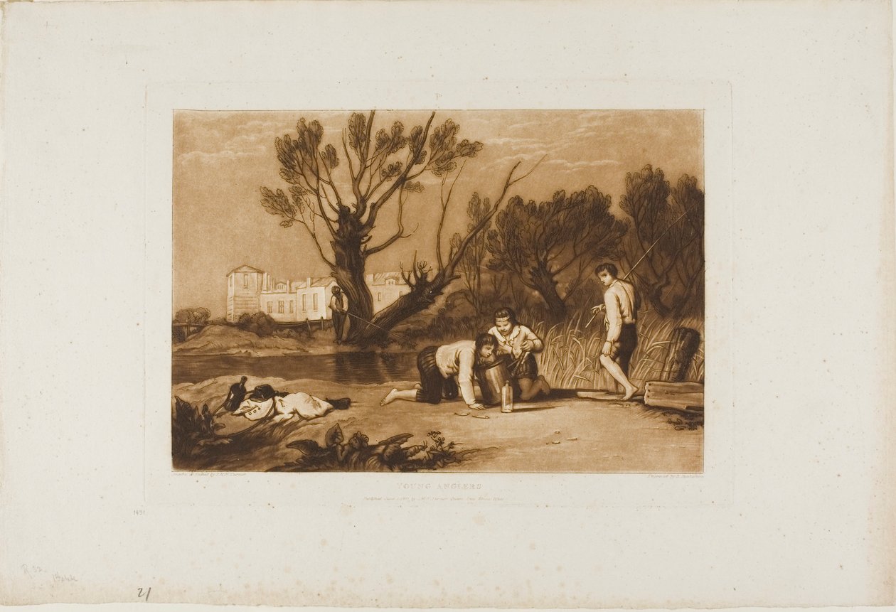 Jóvenes pescadores, lámina 32 de Liber Studiorum de Joseph Mallord William Turner