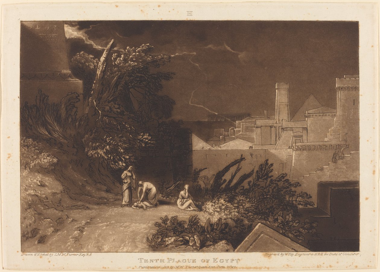 La décima plaga de Egipto de Joseph Mallord William Turner and William Say