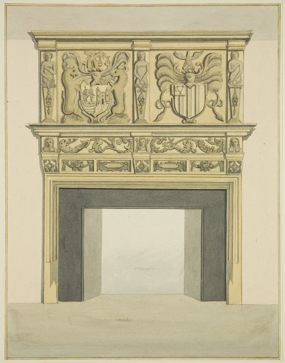 Chimenea en la antigua residencia de Sir John Knight, Temple Street de Joseph Manning