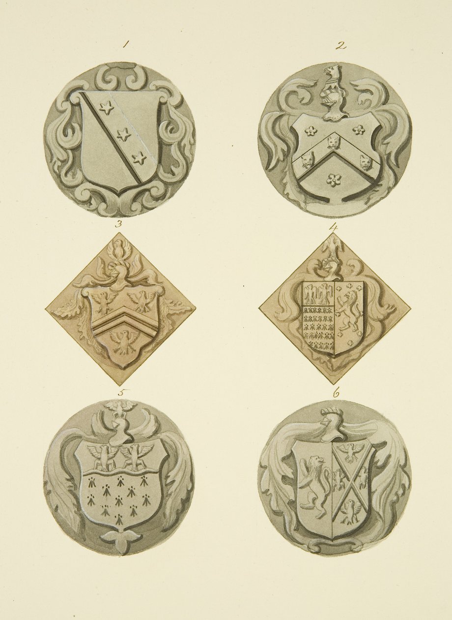 Escudos de armas en lápidas en la Iglesia de St Thomas de Joseph Manning