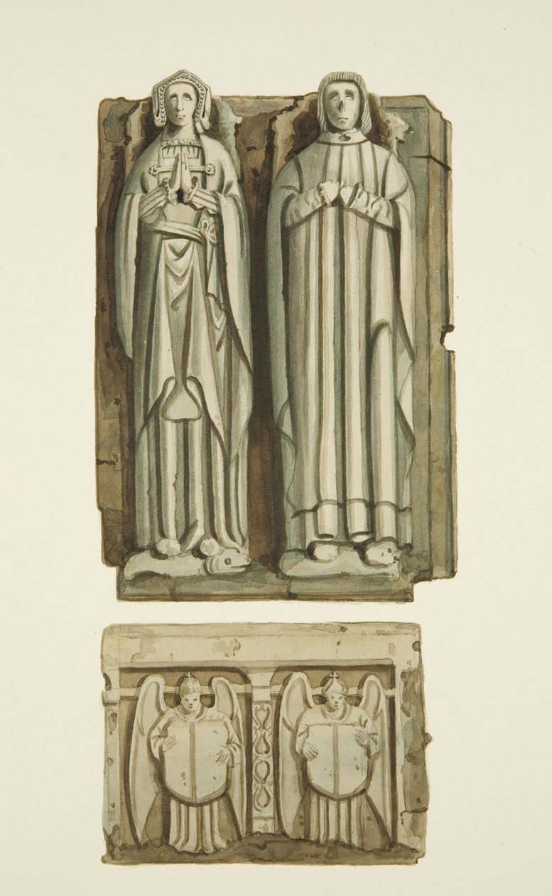 Efigies en la tumba de Thomas Rowley y su esposa en la cripta de la Iglesia de San Juan de Joseph Manning