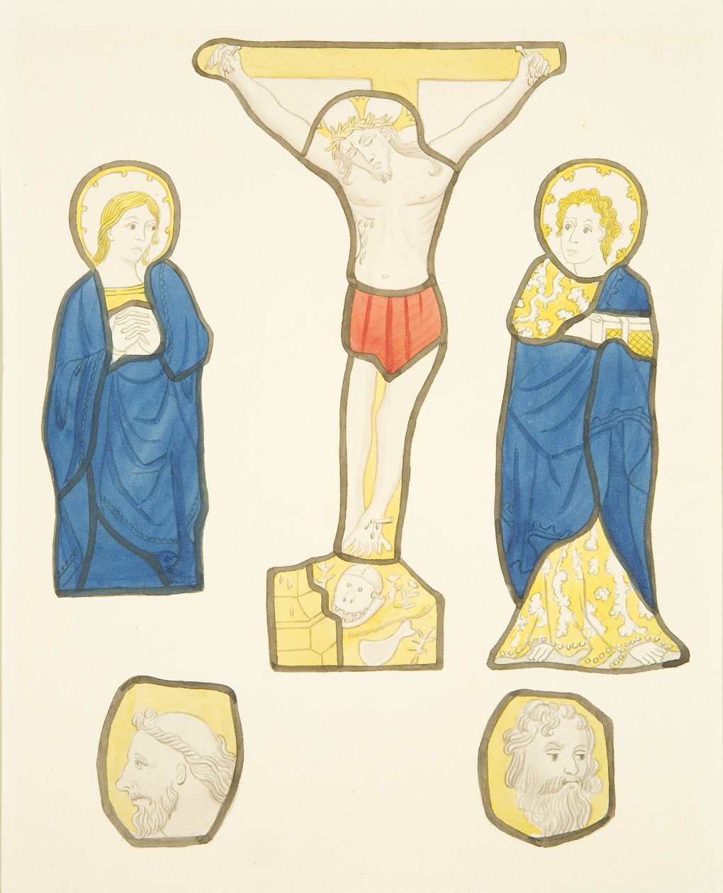 Figuras en vitrales en ventana privada en el Palacio del Obispo de Joseph Manning