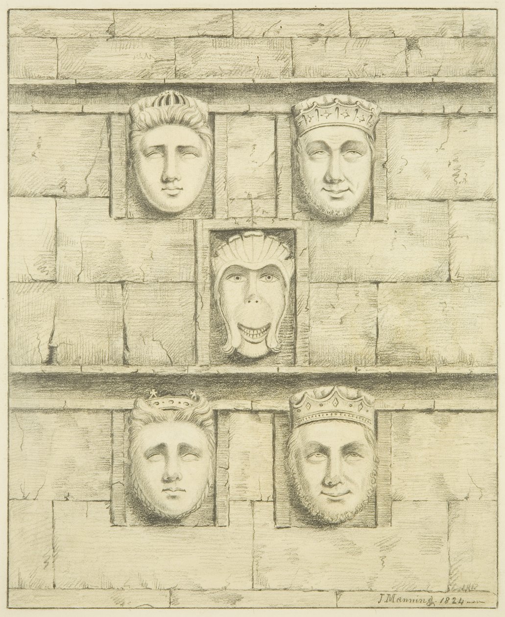 Cinco ménsulas en el Castillo Negro, Brislington, 1824 de Joseph Manning