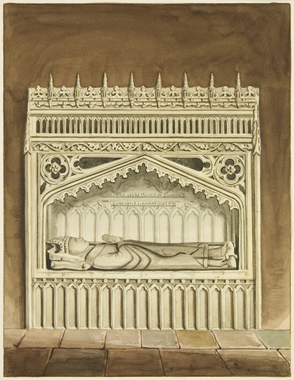 Monumento de Miles Salley, Obispo de Llandaff, cerca del altar de San Marcos de Joseph Manning