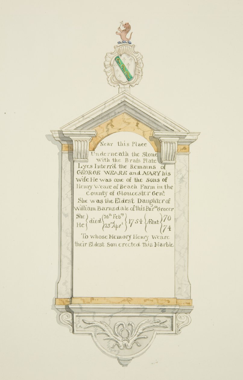 Monumento a George Weare y su esposa en la Iglesia de St Thomas de Joseph Manning