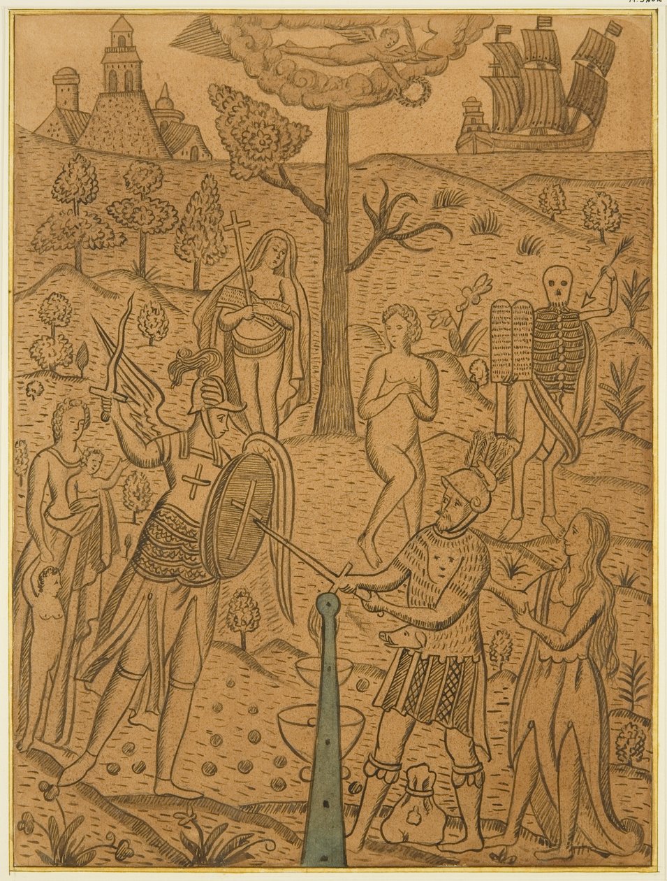 Panel de un antiguo cofre de roble en el orfanato, Hook