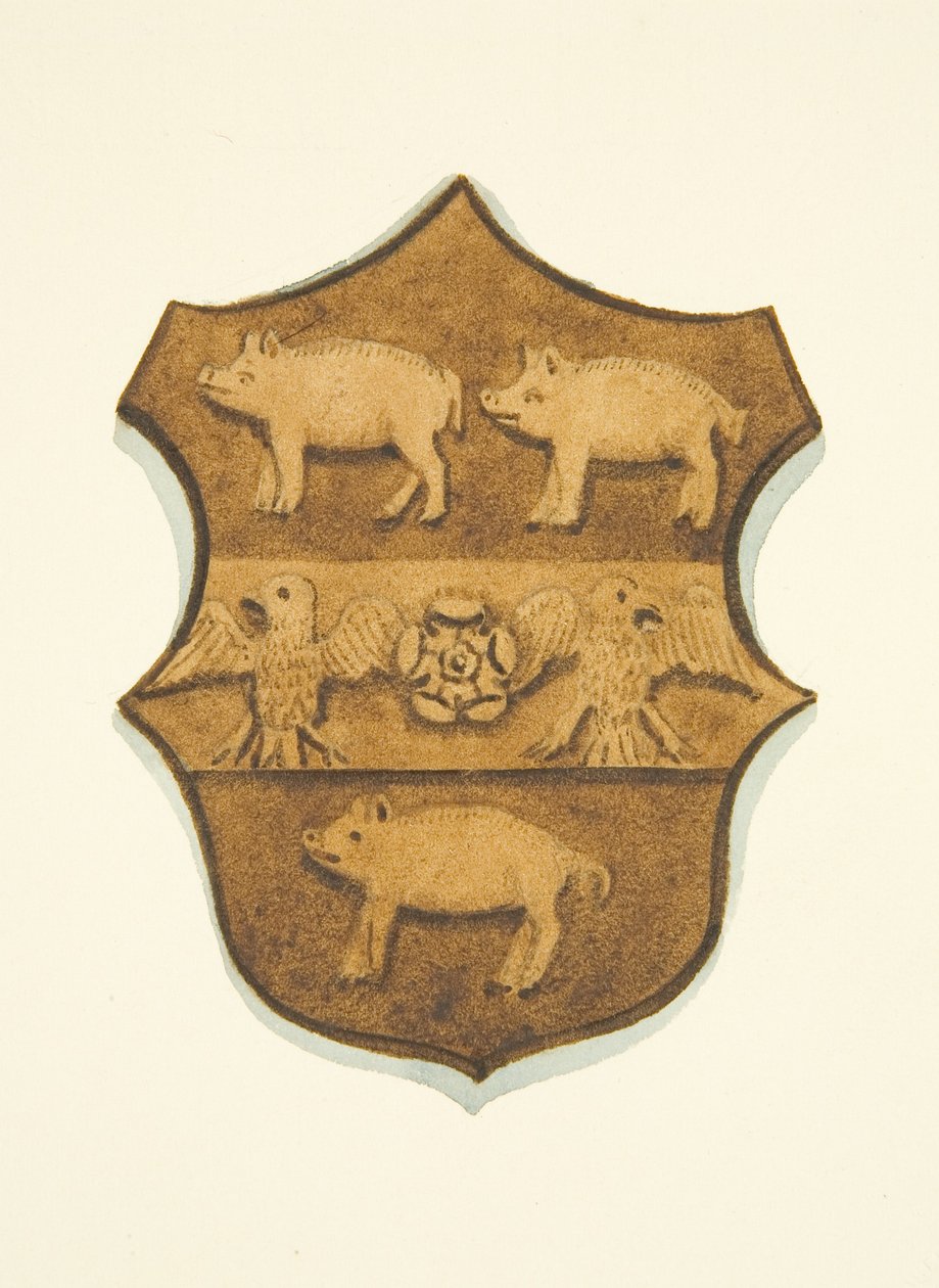 Escudo de Paul Bush tallado en roble en el Trono del Obispo de la Catedral de Bristol de Joseph Manning