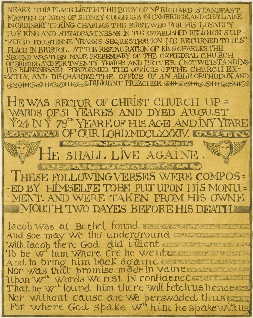Brass del Rev. Richard Standfast, Christ Church de Joseph Manning