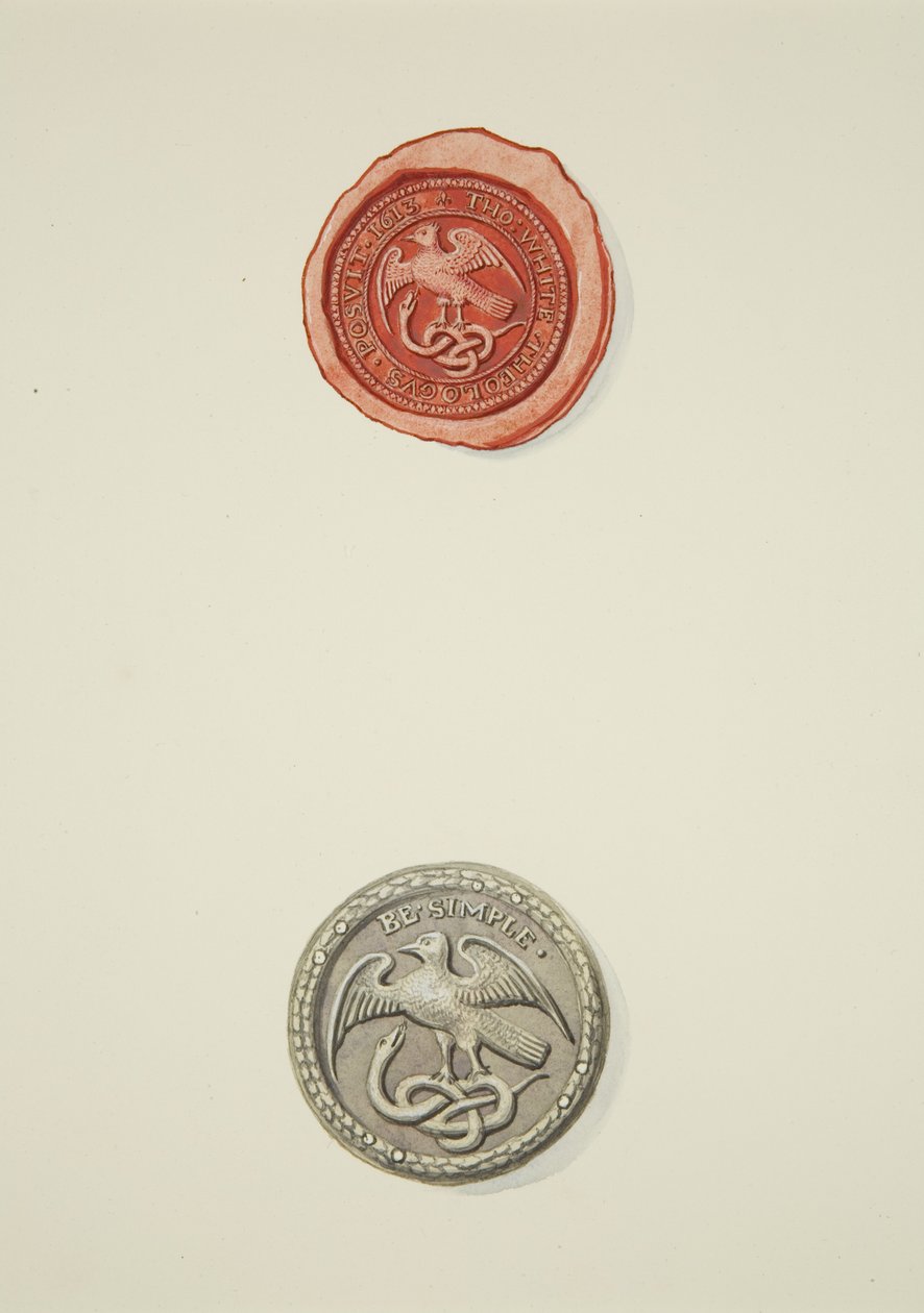 Sello inscrito con Thomas White y emblema, ambos del Hospital del Templo de Joseph Manning