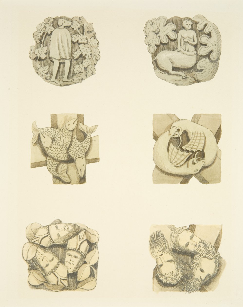 Seis piedras de bóveda en el techo al entrar por la puerta norte de la Catedral de Bristol de Joseph Manning